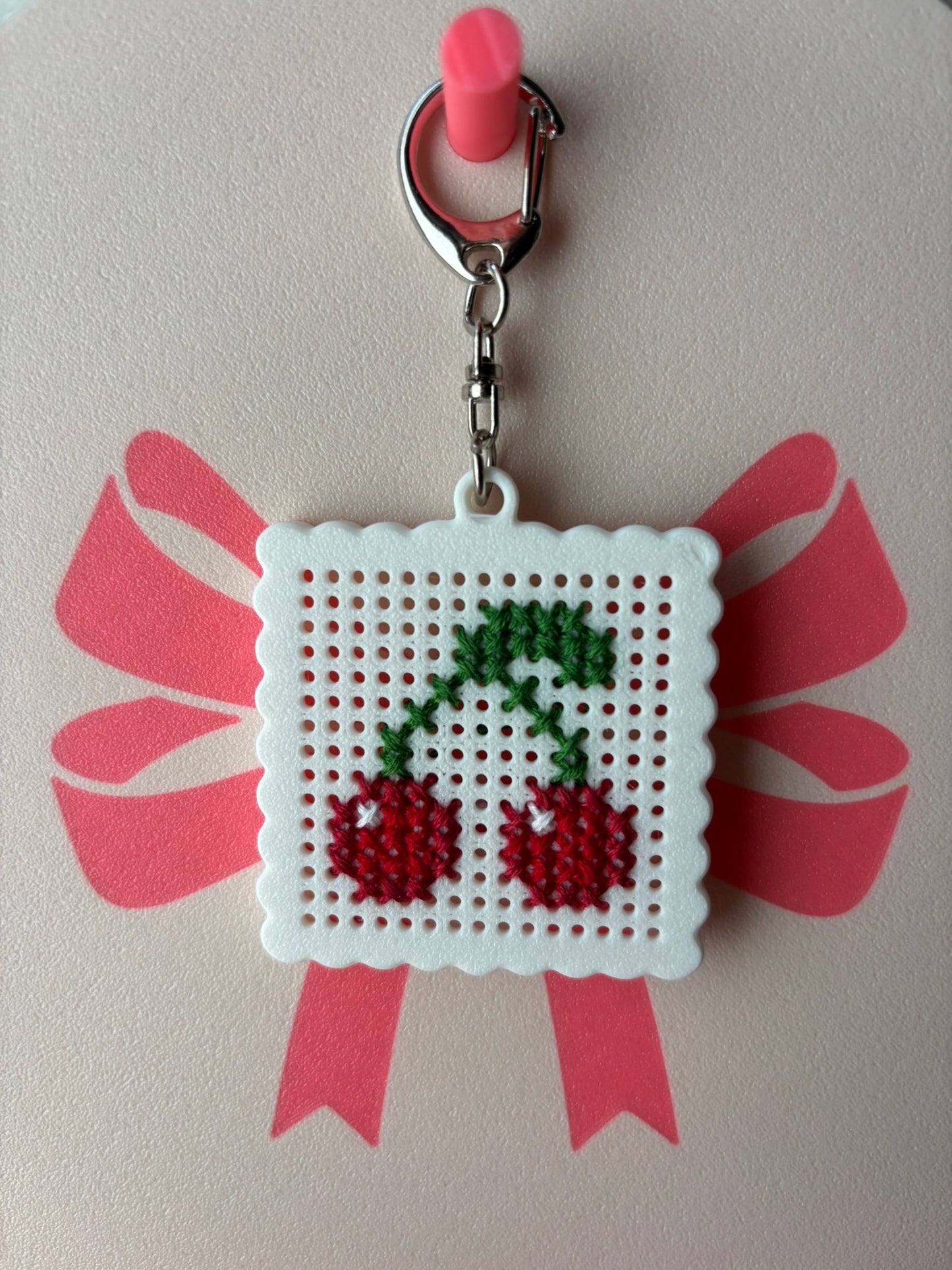 Cross Stitch Mini Bag Charm Kit - Cherry