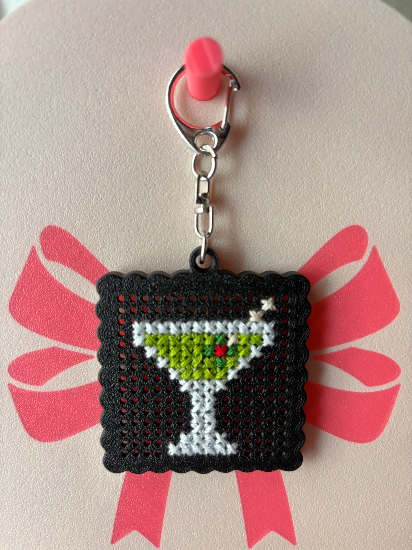 Cross Stitch Mini Bag Charm Kit - Martini